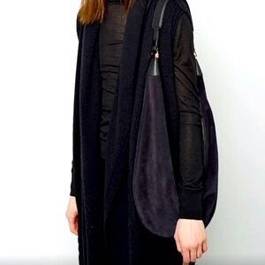 The Row Sling 15 Navy Suede hobo/crossbody bag. NWT